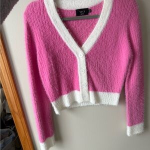 Vici Fuchsia and Ivory Cardigan